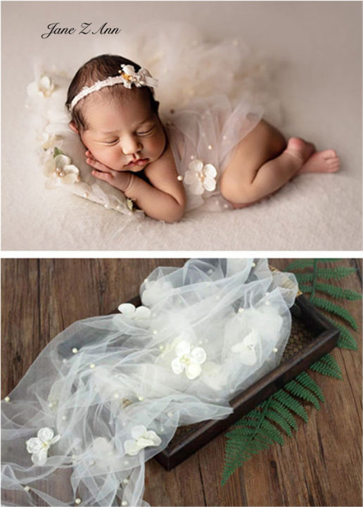ทารกสตูดิโอถ่ายภาพดอกไม้มุกตาข่ายห่อผ้าพื้นหลังผ้าเด็กอุปกรณ์ภาพ2ขนาด