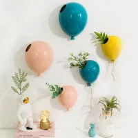 Creative Ceramic Balloon Design Wall Hanging Flower Pot Living Room Flower Vase Plants Flower Baskets Outside Wall Beds Planting