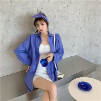 Alien Kitty Blue Shirts Oversize Sunscreen New Solid Stylish 2021 Autumn Femme Tops Women Hot Sale All Match Casual Blouses