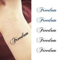 Waterproof Temporary Tattoo Sticker quot;freedom quot; in the heart English letter tatto stickers flash tatoo fake tattoos for girl women