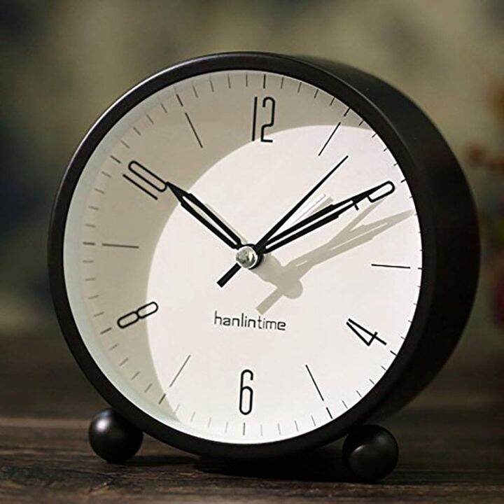 hanlintime-analog-alarm-clock-easy-set-small-desk-clock-non-ticking-with-night-light-battery-powered-super-silent-alarm-clock-black