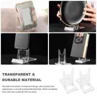 20 Pcs Display Stand, Acrylic Plate Stands Adjustable Sliding Clear Display Stand Easel Two Part for Plates,Books