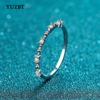 YUZBT 18K White Gold Plate Brilliant Cut 0.1 Carat Gemstone Diamond Test Past D Color Moissanite Cocktail Party Ring for Girls