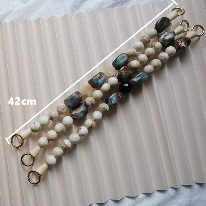 new-woman-bag-accessory-green-beige-acrylic-resin-beads-parts-luxury-handcrafted-wristband-women-replacement-bag-handle-chain