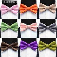 ☸✠ Ricnais Silk Solid Pre-tied Bow Tie for Men Green Orange Brown Double Fold Bowknot Waterproof Wedding Business Bowtie Accessory