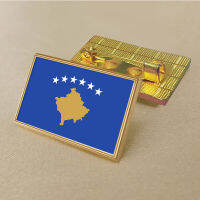 Kosovo flag pin 2.5*1.5cm zinc alloy die-cast PVC colour coated gold rectangular medallion badge without added resin