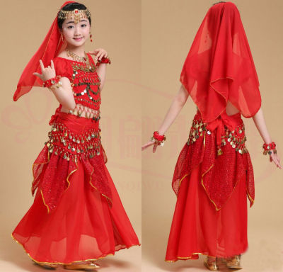 Children Belly Dance Costume Kids Indian Dance Dress Child Bollywood Dance Costumes for Girl Performance Dance Wear 6 Colors