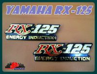 YAMAHA RX125 FUEL TANK EMBLEM LH&amp;RH "RED" &amp; "WHITE" "GOLD RIM" STICKER (2 PCS.) // สัญลักษณ์ข้อความ RX125 ข้างถังน้ำมันซ้าย-ขวา สีแดงขาว (สูง 5 ซม.) (ยาว 15 ซม.) (2ชิ้น) สินค้าคุณภาพ