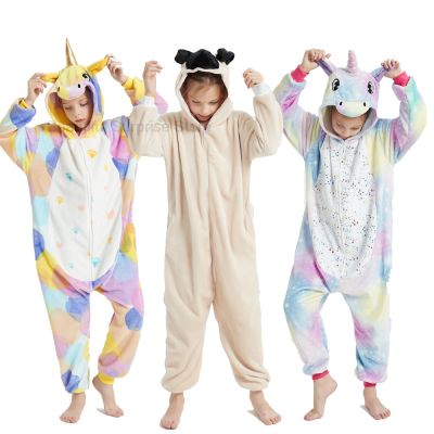 Children Jumpsuits Unicorn Pijamas Kigurumi Hooded Funny Cosplay Costumes Child Onesies Boys Girls for 8 10 12Y Overalls