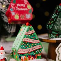 Candy Storage Cans Christmas Cartoon Printing Xmas Gift Organizer Jar Ornament Festive Decor for Gingerbread Chocolate Cookies Storage Boxes