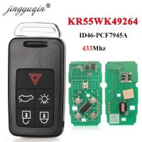 Jingyuqin 5 Button Remote Key Smart Car Key Fob 434Mhz ID46 Chip For Volvo XC60 S60 S60L V40 V60 S80 XC70 KYDZ Replacement