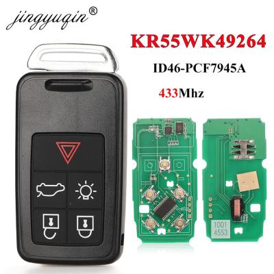 Jingyuqin กุญแจรถอัจฉริยะ5กุญแจรีโมทปุ่ม Fob ชิป ID46 434Mhz สำหรับวอลโว่ XC60 S60 S60L V40 V60 S80 XC70 KYDZ อะไหล่