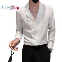 Cozy Up เสื้อแขนยาวสไตล์อังกฤษสีทึบสังคม Cuban Collar Single Breasted