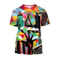 3D Pop Art Printed Statue of Liberty Graphic T Shirts Oversize Cartoon Men T-shirts Futuristic Drip Clothes Y2K T-shirty