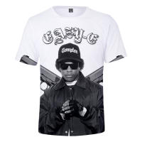 Eazy E 3D พิมพ์เสื้อยืดแฟชั่นผู้ชายผู้หญิงแขนสั้นเสื้อยืด gangrap GANGSTA แขนสั้นเสื้อยืดฤดูร้อน Street Design O คอเสื้อผ้า