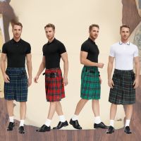 Mens Scottish Festive Skirt Halloween Mens Plaid Pleated Skirt Various Colors Suit Costumes cosplay scotch skirt