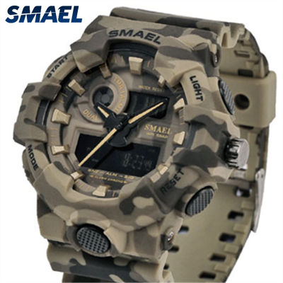 SMAEL Brand Fashion Camouflage Military Digital Quartz Watch Men Waterproof Shock Outdoor Sports Watches Mens Relogio Masculino