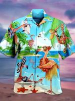 xixibeauty Funny Flamingo / Cowboy / Other Pattern All Over Print Mens Casual Short Sleeve Hawaiian Shirt, Mens Shirt For Summer Vacation Resort