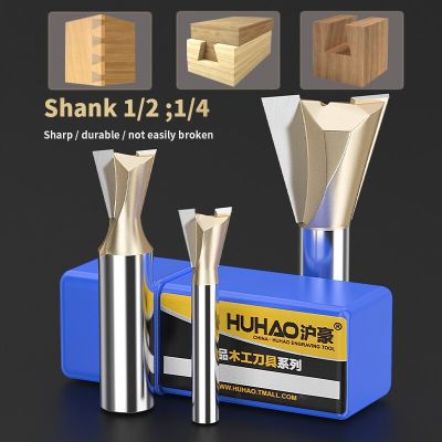 HUHAO Shank 12.7mm Dovetail Joint Router Bits สําหรับเครื่องตัดทังสเตนไม้งานไม้แกะสลัก Bits เครื่องมือช่างไม้