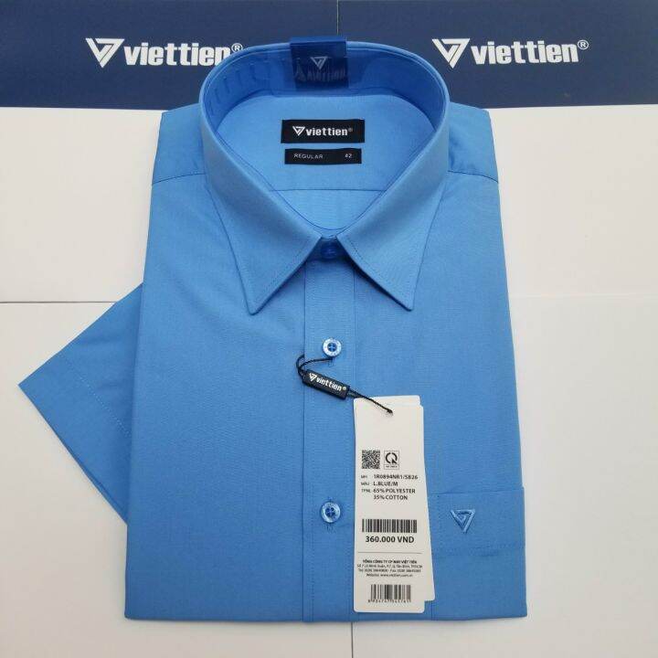Hcm]Aó Sơ Mi Nam Công Sở Việt Tiến Chính Hãng Cao Cấp Màu Xanh Biển Ngắn  Tay- Form Suông Tà Bầu . Shop Hứa - Thời Trang Nam Công Sở | Lazada.Vn