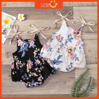 COD DSFERTEREERRE Baju Baby Girl Floral Sling Newborn Romper Baby One-piece Jumpsuit Baby Clothing White Black Color