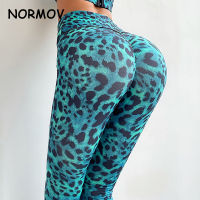 NORMOV y Leopard Print Suit Yoga Leggings Women Gym Seamless High Waist Leggings Push Up Yoga Skinny Pants+Sports Tube Top