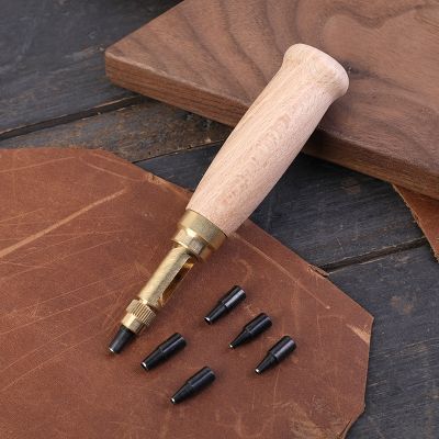 CIFbuy 6PCS Punches Hole Punch Screw Removable Book Drill Auto With 6 Size Tip 1.5-4mm Automatic Belts Screw Punch Leather Tool