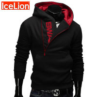 IceLion 2021 Side Zipper Hoodies Men Cotton Sweatshirt Spring Letter Print Sportswear Slim Pullover Tracksuit Hip Hop Streetwear