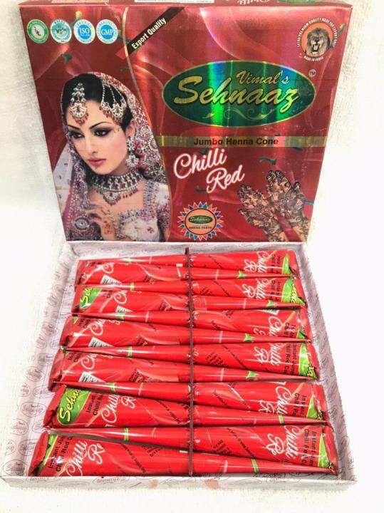 HENNA CONE BY VIMALS SEHNAAZ JUMBO SIZE COLOR CHILLI RED EXPORT QUALITY ...