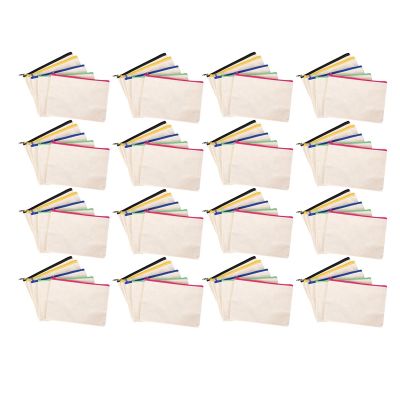 80Pcs Canvas Cosmetic Bag Canvas Zipper Bag Pencil Case DIY Travel Handmade Bag DIY Craft School Multicolor Zipper