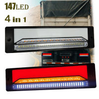 2x Waterproof LED Trailer Truck Brake Light 4 in1 Neon Halo Ring Tail Brake Stop Turn Light Sequential Flowing Signal Light Lamp