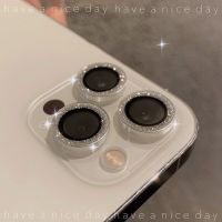 For iPhone 13 Mini 14 Pro Max luxury Glitter Diamand Camera Lens Protectors Camera Metal Ring Glass For iPhone 11 Protective Cap