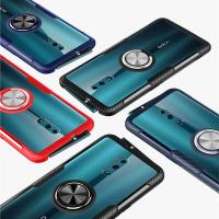 สำหรับ OPPO Reno 10X ZOOM,360 หมุนแม่เหล็กตัวจับแหวนนิ้ว Kickstand,CLEAR ฝาหลัง, การออกแบบคาร์บอนไฟเบอร์เคสป้องกันเกราะป้องกัน