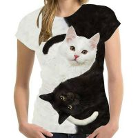 2023 New Funny Cat 3D Printed T-shirt Men Women Summer Fashion Casual Cute Cat Short Sleeve Harajuku Streetwear Oversized Tops