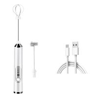 Electric Milk Frother Whisk Handheld Egg Beater USB Coffee Blender Food Bake Blender White