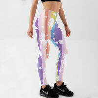 Qickitout เลกกิ้งสตรีสำหรับฟิตเนส Push UP เซ็กซี่พิมพ์ดิจิตอล Rainbow Stripes Unicorn Star Galaxy Feamle Legging ออกกำลังกาย...