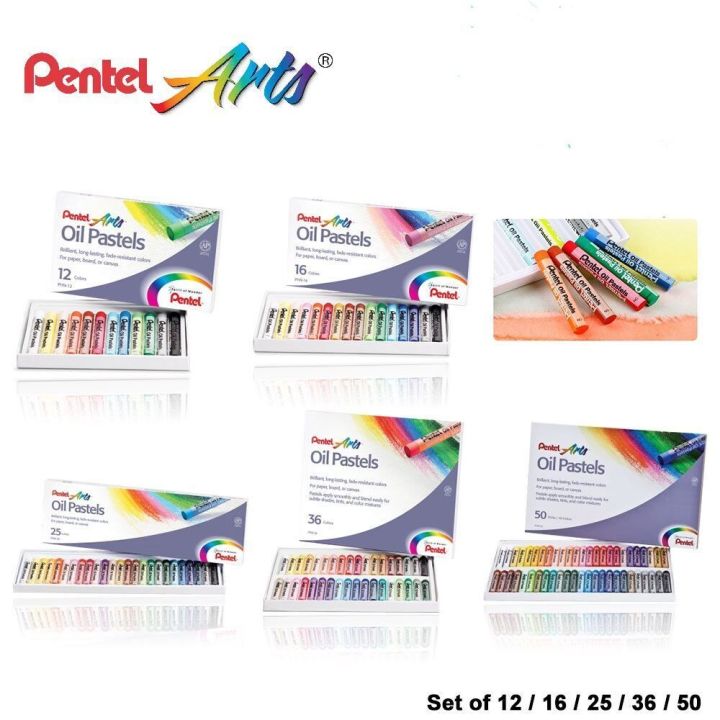 Pentel Arts Oil Pastels, 50 Color Set (phn-50), Multicolor