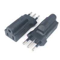 【lz】✉❀  Itália macho plugue para adaptador de alimentação fêmea conector plugue de viagem US 3 pinos Nema 5 a 15R 1pc