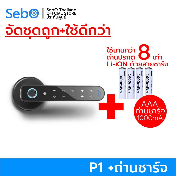 sebo-jidoor-p1-ลูกบิดประตูแสกนลายนิ้วมือ-รหัส-กุญแจ-ติดตั้งแทนลูกบิดเดิมได้-ติดตั้งง่ายใน-5-นาที-มีสอนติดตั้ง