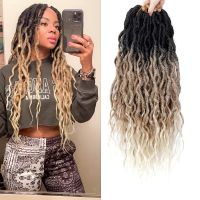 Sambraid Faux Locs แฮร์พีซถักเปีย24นิ้วแฮร์พีซถักเปียเทพธิดาใหม่สำหรับผู้หญิงผิวดำที่มีเกลียวถักไหมพรมโครเชท์อ่อนและมีปลายหยิก