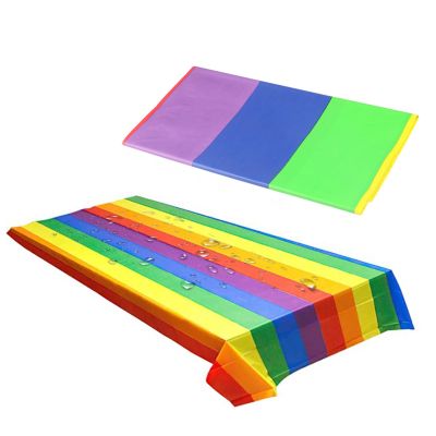 Rainbow Table Tablecloth Waterproof Rectangular Table Cover Colorful Rainbow Theme Birthdays Party Supplies 54 X 108 Inches