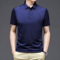 The new summer 2022 middle-aged and old mens T-shirt business ice silk into POLO shirt lapel jacket dad