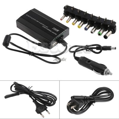 Universal 8xTip Connectors ACDC To DC Inverter Car Charger Power Supply Adpter With Car Charger Adapter Cord For Laptop EU Plug