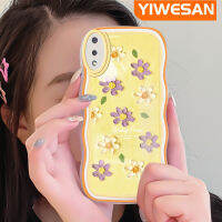 Dienya เคส M02ปลอกสำหรับ Samsung Galaxy เคสโทรศัพท์,เคสมือถือกันกระแทกแบบใสนิ่มกันรอยขีดข่วนกันตกสีม่วงขอบดอกไม้สีเหลืองสี