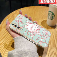 JIUMOO เคสสำหรับ Huawei P30 P30 Pro P30 Lite เคสลายการ์ตูน Happy Rabbit กรอบสี่เหลี่ยมใหม่กรอบสี่เหลี่ยมเคสนิ่มซิลิกาเจลกันกระแทกเคสมือถือรวมทุกเลนส์กล้องถ่ายรูปฝาครอบป้องกัน