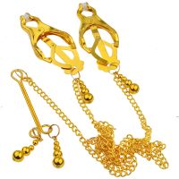 [COD] Adult Products Sex Alternative Breast Clip Bead Curtain Labia Three-headed Gold