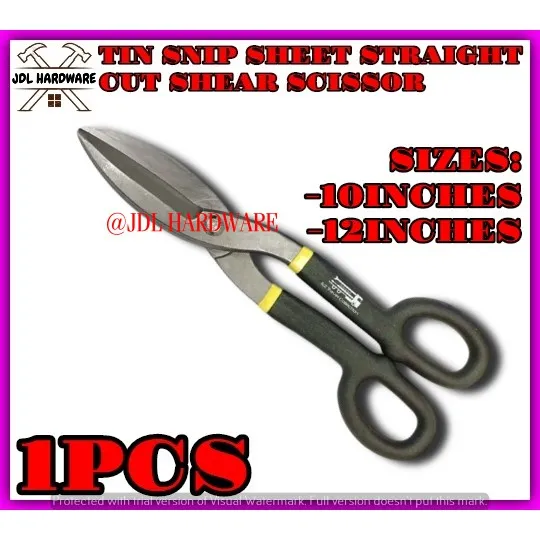 ♞1607 Tin Snips Sheet Straight Cut Shear Scissor Cutter Tool 12