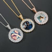 Customizable photoMens Fashion Inlaid Exquisite Micro-dense Zircon Hip Hop Rock Party Rapper Necklace Stainless Steel Jewelry M