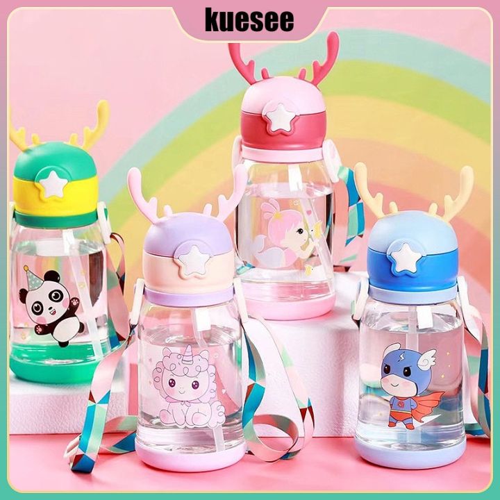 1pc 600ml Cute Student Water Bottle With Straw And Handle, Graduation Gift  For Boys And Girls, Suitable For Kindergarten