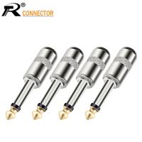 ❂☁ 4PCS Zinc Alloy Case 1/4 inch Plug Jack 6.35mm Mono/Stereo Male Connector Gold Plated Guitar Effects Pedal Microphone Connector